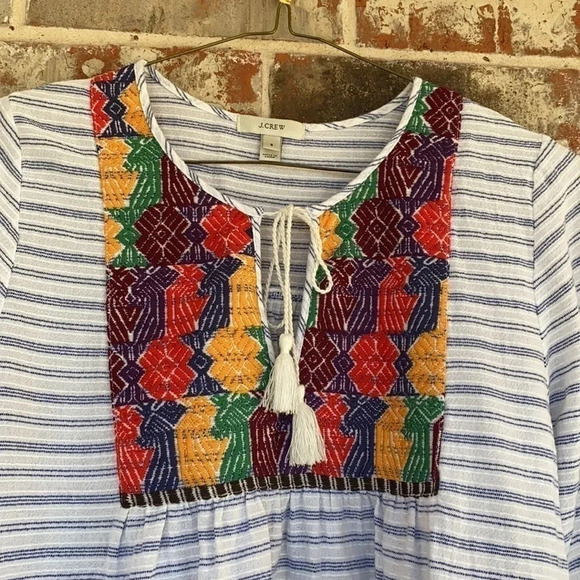 J. Crew Boho Striped Multi-color Tunic Mini Dress - Picture 2 of 8